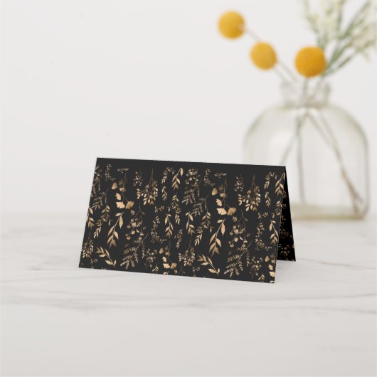 Mystiek Zwart Goud Hemelse Bruiloft Plaatskaartje (Achterkant)