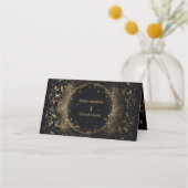 Mystiek Zwart Goud Hemelse Bruiloft Plaatskaartje (Voorkant)