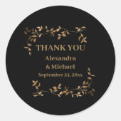 Mystiek Zwart Goud Hemelse Bruiloft Ronde Sticker (Voorkant)