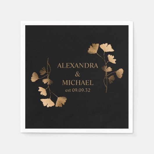 Mystiek Zwart Goud Hemelse Bruiloft Servet (Voorkant)