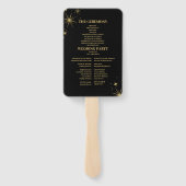 Mystiek Zwart Goud Sterren Bruiloft Details Handwaaier (Achterkant)