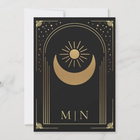Mystiek Zwart Goud Tarot Kaart Boog Huwelijksuitno (Achterkant)