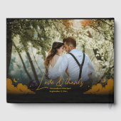 Mystiek Zwart Goud Wolken Maan Bruiloft Gastenboek (Achterkant)