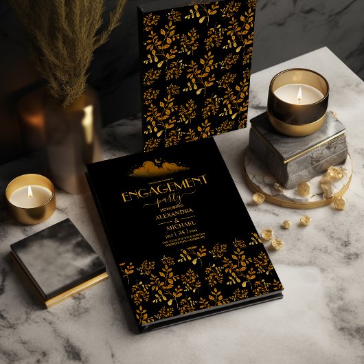 Mystiek Zwart Goud Wolken Maan Verloving Kaart