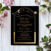 Mystiek Zwart Goud Zon Maan Sterren Baby shower Kaart