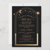 Mystiek Zwart Goud Zon Maan Sterren Baby shower Kaart (Voorkant)