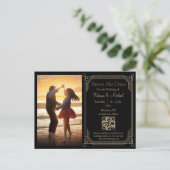 Mystiek Zwart Gouden QR Code Foto Opslaan van de d Aankondigingskaart (Staand voorkant)