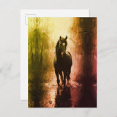 Mystiek zwart paard - Dark Fantasy Equestrian Briefkaart (Voorkant / Achterkant)