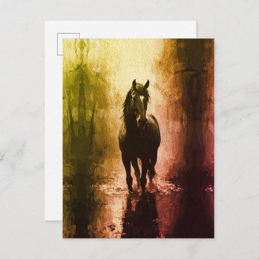 Mystiek zwart paard - Dark Fantasy Equestrian Briefkaart (Voorkant / Achterkant)