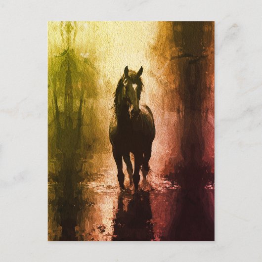 Mystiek zwart paard - Dark Fantasy Equestrian Briefkaart (Voorkant)
