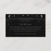 Mystiek Zwart Zilver Bruiloft Details Celestial Informatiekaartje (Voorkant)