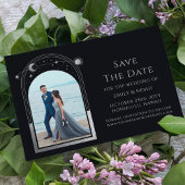 Mystiek Zwart Zilver Zon Maan Sterrenastronomie Save The Date