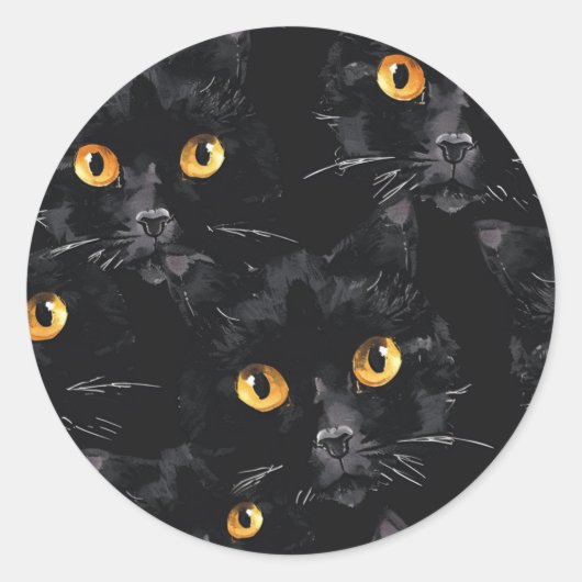 Mystiek Zwarte Kat Ogen Patroon Ronde Sticker (Voorkant)