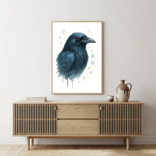 Mystiek Zwarte Raven Waterverf Portret Poster