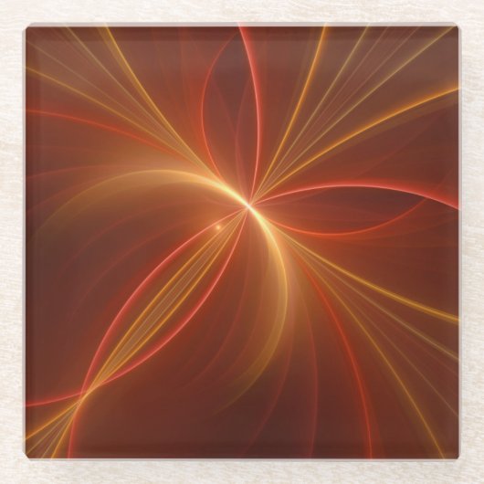 Mystieke Abstracte Fractal Art Moderne Warme Kleur Glazen Onderzetter (Voorkant)