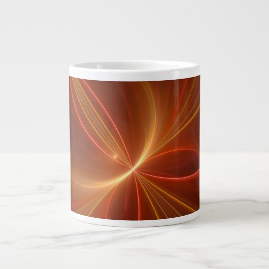 Mystieke Abstracte Fractal Art Moderne Warme Kleur Grote Koffiekop (Voorkant)