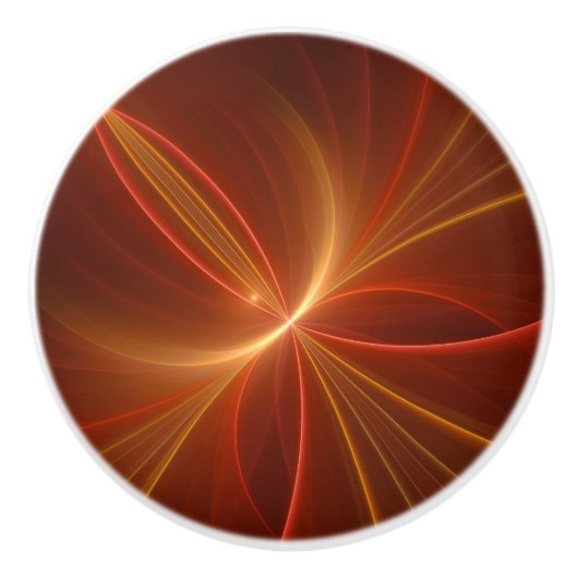 Mystieke Abstracte Fractal Art Moderne Warme Kleur Keramische Knop (Voorkant)