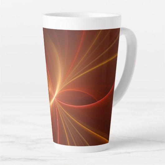 Mystieke Abstracte Fractal Art Moderne Warme Kleur Latte Mok (Rechterhoek)