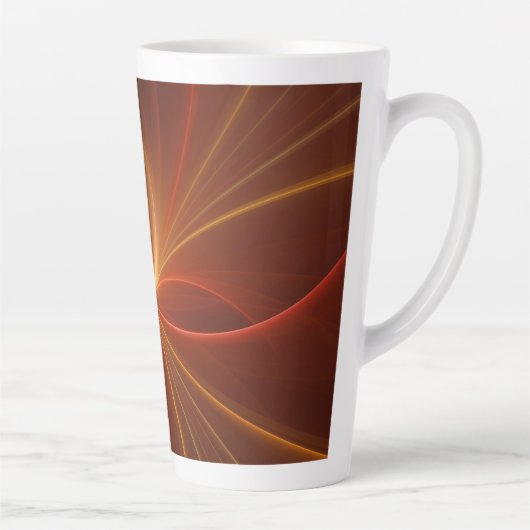 Mystieke Abstracte Fractal Art Moderne Warme Kleur Latte Mok (Rechts)