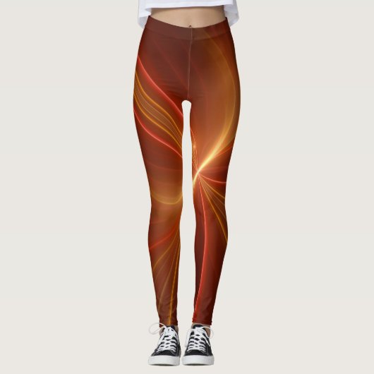 Mystieke Abstracte Fractal Art Moderne Warme Kleur Leggings (Voorkant)