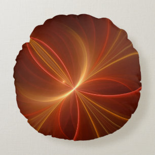 Mystieke Abstracte Fractal Art Moderne Warme Kleur Rond Kussen