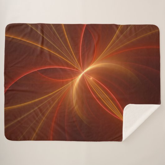 Mystieke Abstracte Fractal Art Moderne Warme Kleur Sherpa Deken (Voorkant (horizontaal))