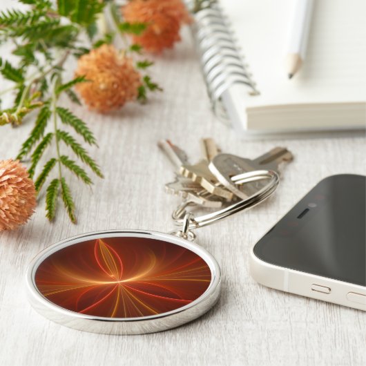 Mystieke Abstracte Fractal Art Moderne Warme Kleur Sleutelhanger (Zijkant)