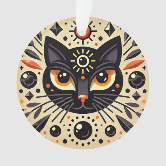 Mystieke afbeelding van een zwarte kat ornament (voorkant)