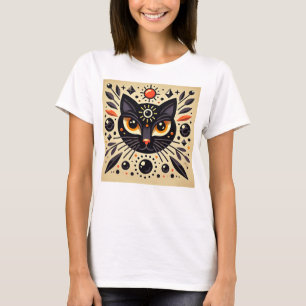 Mystieke afbeelding van een zwarte kat t-shirt