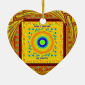 Mystieke Afrikaanse Oogmuur Kunst: Een Cyaan Gaze Keramisch Ornament (Voorkant)