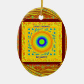 Mystieke Afrikaanse Oogmuur Kunst: Een Cyaan Gaze Keramisch Ornament (Voorkant)