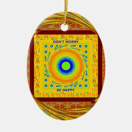 Mystieke Afrikaanse Oogmuur Kunst: Een Cyaan Gaze Keramisch Ornament (Voorkant)