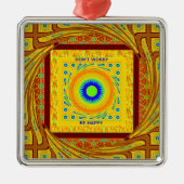 Mystieke Afrikaanse Oogmuur Kunst: Een Cyaan Gaze Metalen Ornament (Voorkant)