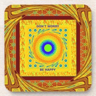 Mystieke Afrikaanse Oogmuur Kunst: Een Cyaan Gaze Onderzetter