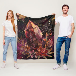 Mystieke Amethyst Kristal Bloemsterrenstelsel Kuns Fleece Deken