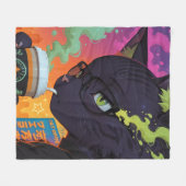 Mystieke Anime Zwarte Kat Fleece Deken (Voorkant (Horizontaal))