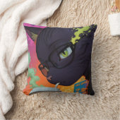 Mystieke Anime Zwarte Kat Kussen (Deken)