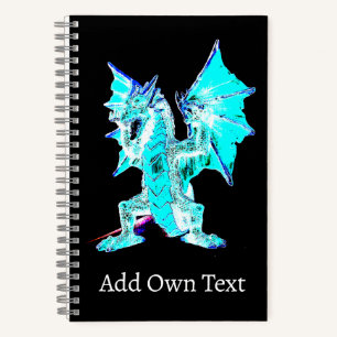 Mystieke Aqua Blauwe Fantasie Draak Mythische Kuns Notitieboek