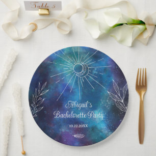 Mystieke Aquarel Bachelorette Feestje Papieren Bordje