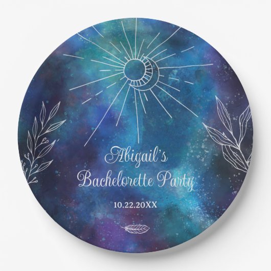 Mystieke Aquarel Bachelorette Feestje Papieren Bordje (Voorkant)