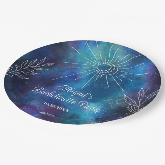 Mystieke Aquarel Jubileumfeest voor de Bruid Papieren Bordje (Gekanteld)