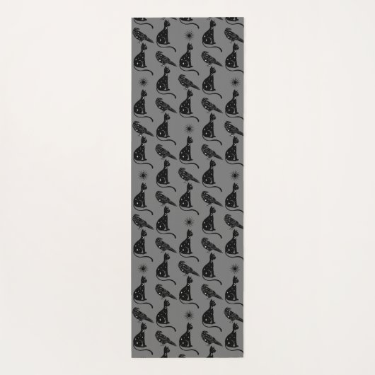 Mystieke Astrologie Black Cat Raven Stars Yogamat (Achterkant)
