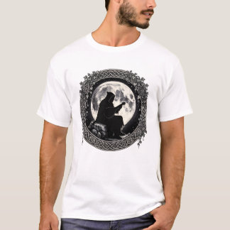 Mystieke Bard Celtische Maan Fantasie T-shirt