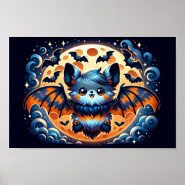 Mystieke Bat Guardian: Halloween Art Print Poster
