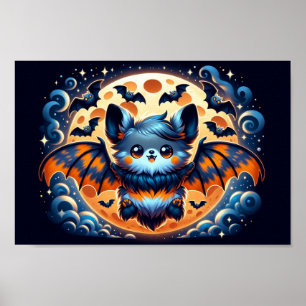 Mystieke Bat Guardian: Halloween Art Print Poster