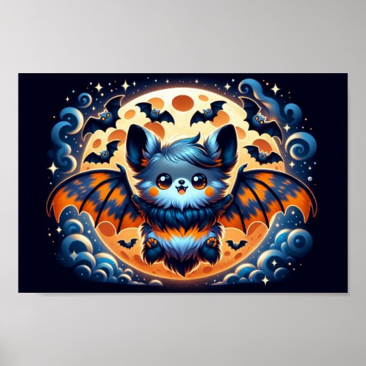Mystieke Bat Guardian: Halloween Art Print Poster (Voorkant)