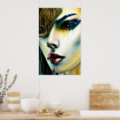 Mystieke Beauty Gouden Vampier Godin Poster (Keuken)