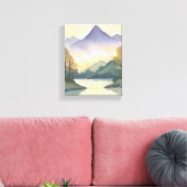 Mystieke bergen | Waterverf landschapsschilderkuns Canvas Afdruk (Insitu (Woonkamer))