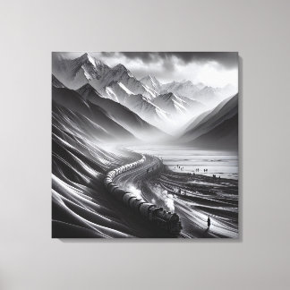 Mystieke bergrails: de Odyssey van een stoomtrein Canvas Afdruk