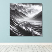 Mystieke bergrails: de Odyssey van een stoomtrein Canvas Afdruk (Insitu (Houten vloer))